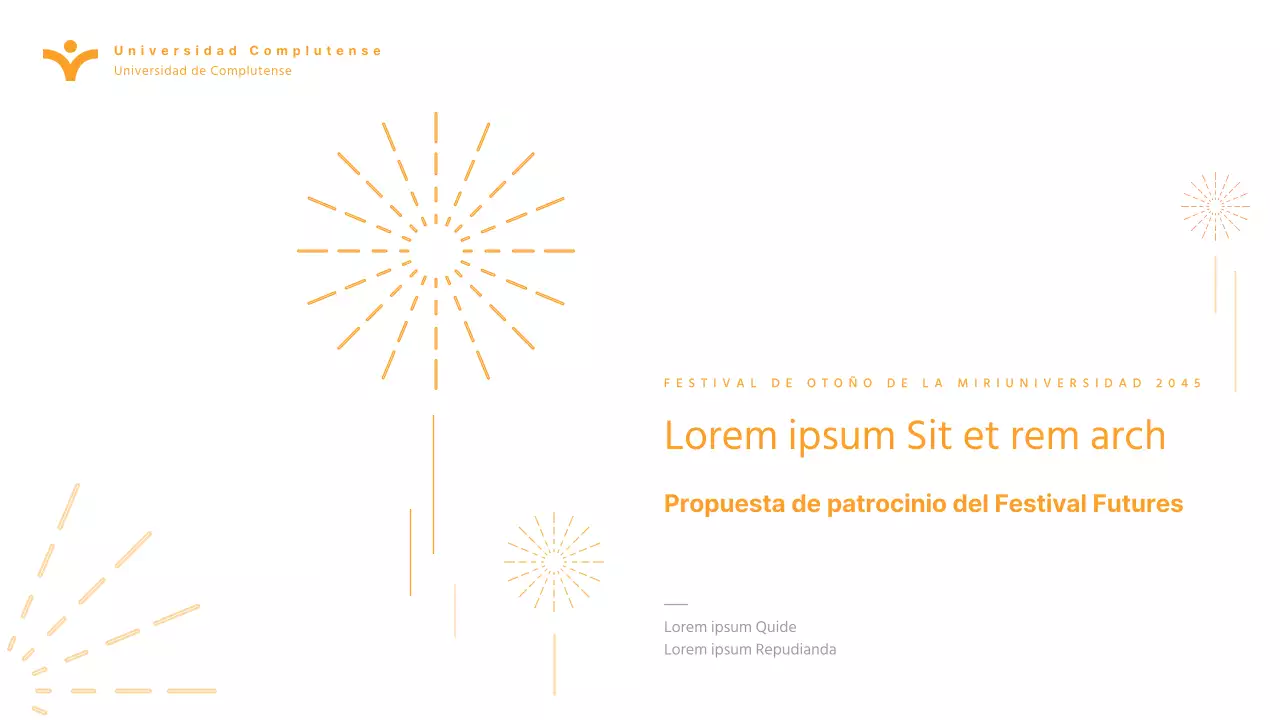 Presentación sencilla del patrocinio del festival universitario naranja para institutos y universidades