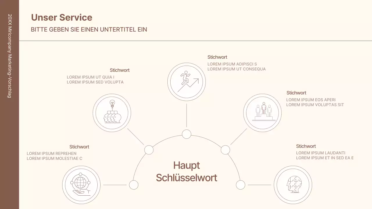 Ein Business-Konzept-Kit mit minimalistischen und einfachen Linien in Braun.