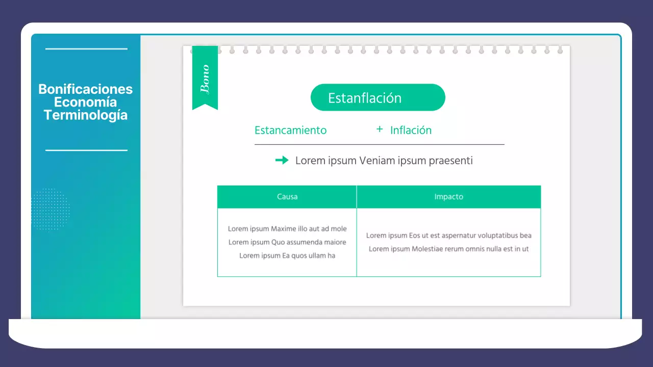 Ilustración en degradado verde azul Material de clase de teoría económica