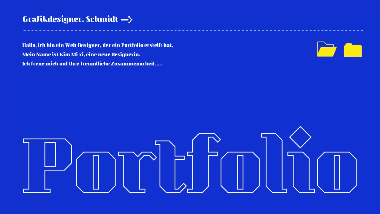 Portfolio-Präsentation in Blau und Gelb