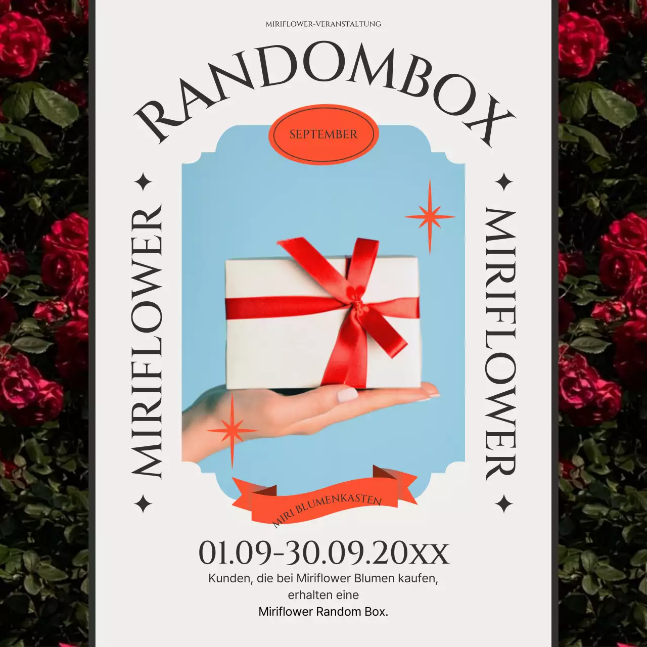 Rote und blaue Blumenladen Zufallsbox Ereignis