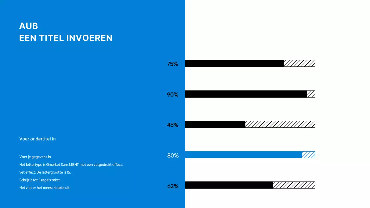Eenvoudige horizontale staafdiagram infographic in blauw