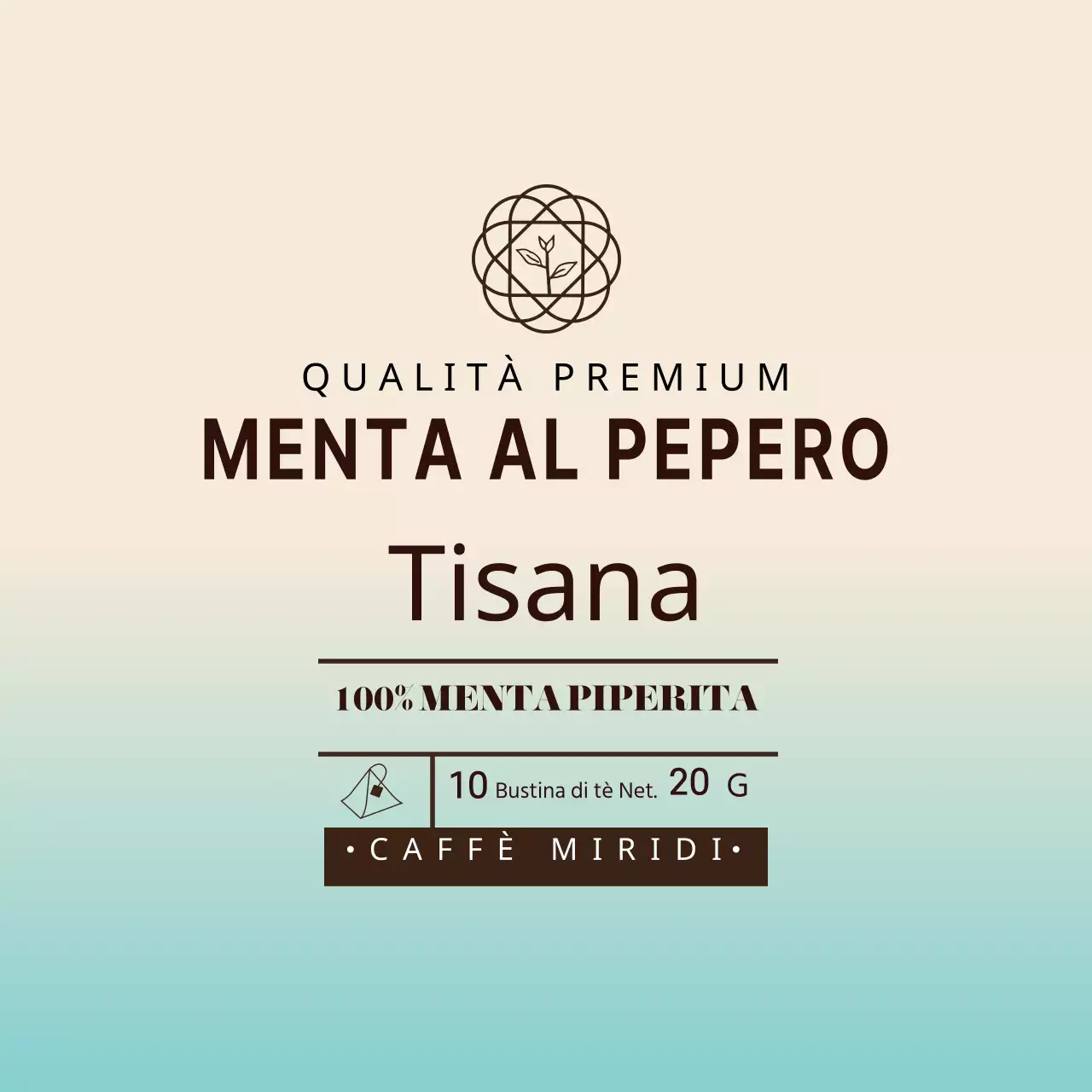 Etichetta per bustina di tè alla menta piperita Cafe Illustration Sky Ivory