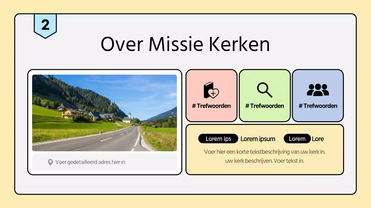 Een strakke, pastelkleurige kerkzomermissiebrochure