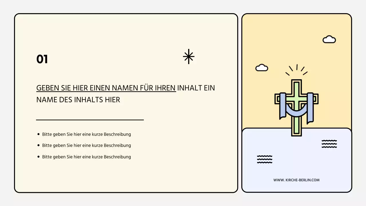 Eine saubere, pastellfarbene Sommermissionsbroschüre der Kirche