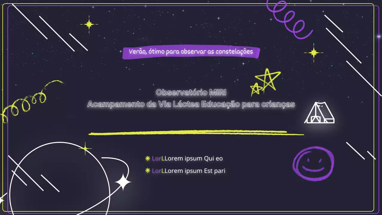 Materiais de formação místicos em amarelo néon e roxo