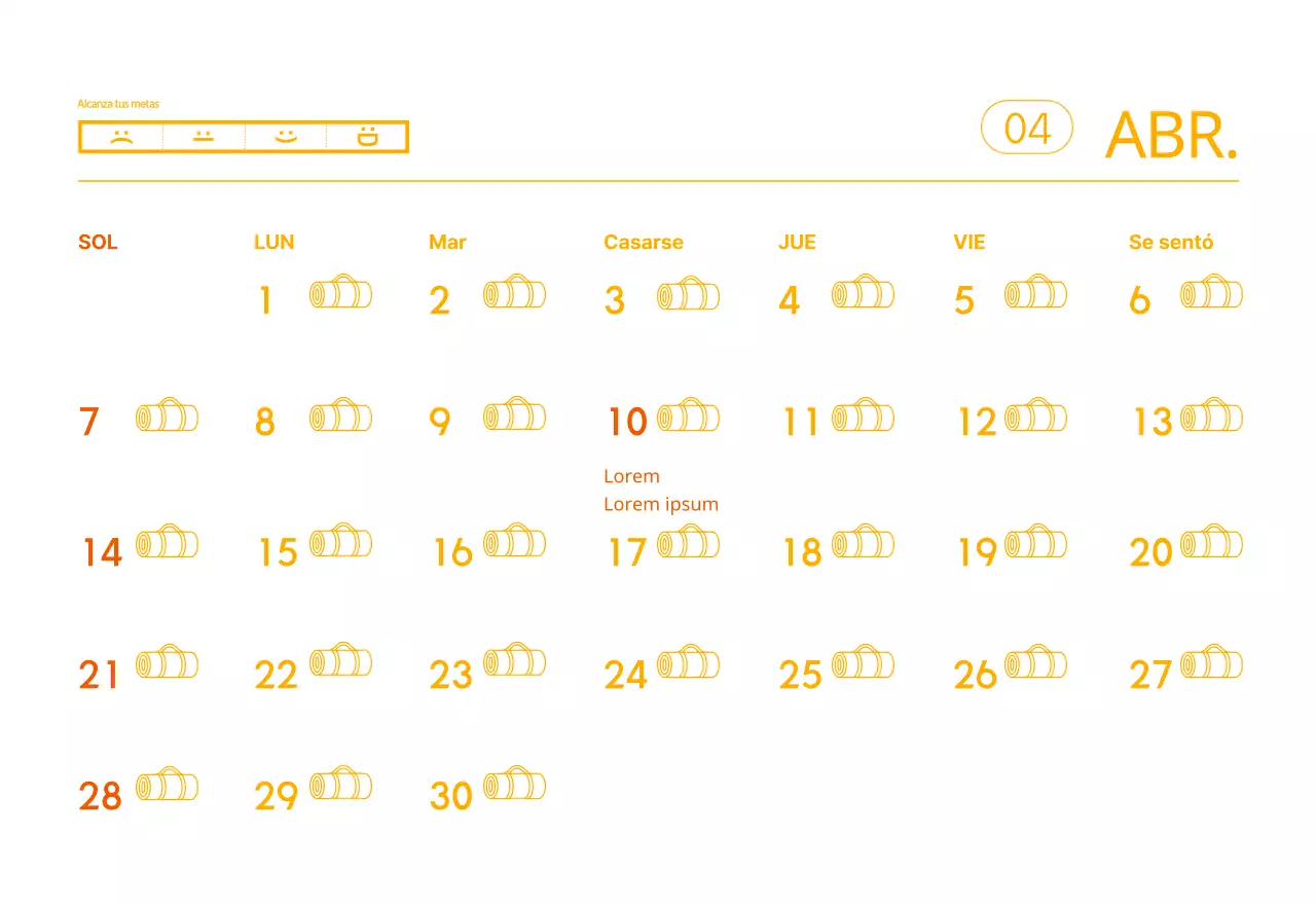 Calendarios naranjas para regalar cuando promocione su estudio de yoga