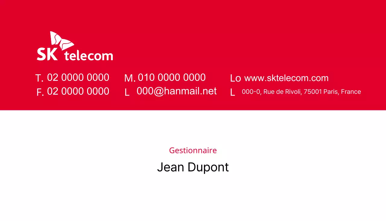 Carte de visite d'un gestionnaire d'entreprise