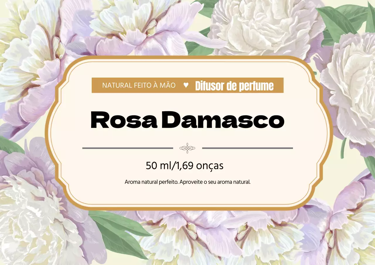 Rótulo de perfume vintage com ilustração amarela
