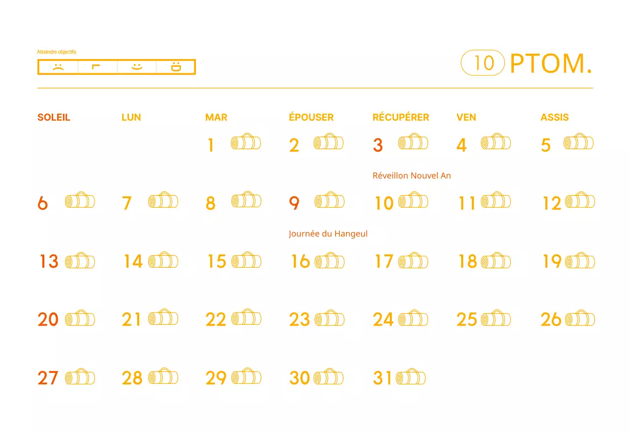 Calendriers orange à distribuer lors de la promotion de votre studio de yoga