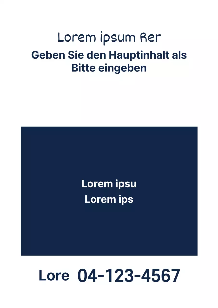 Einfaches, inhaltsreiches Design-Poster in Marineblau und Weiß