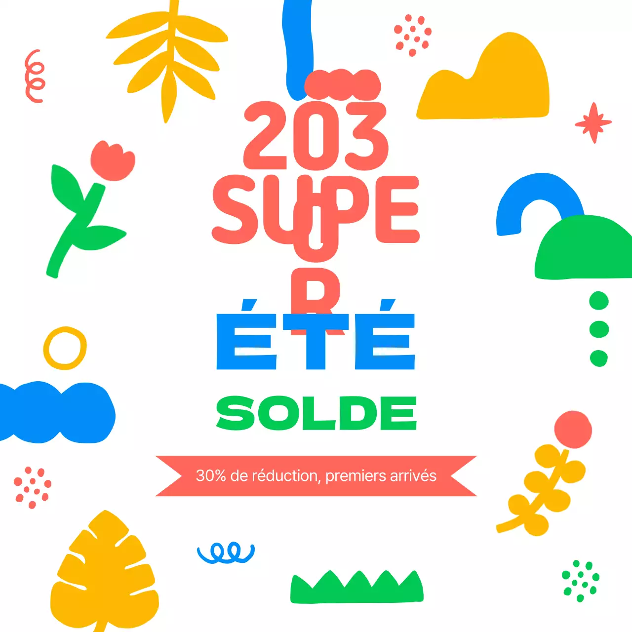 Promouvoir les soldes d'été blanc et arc-en-ciel