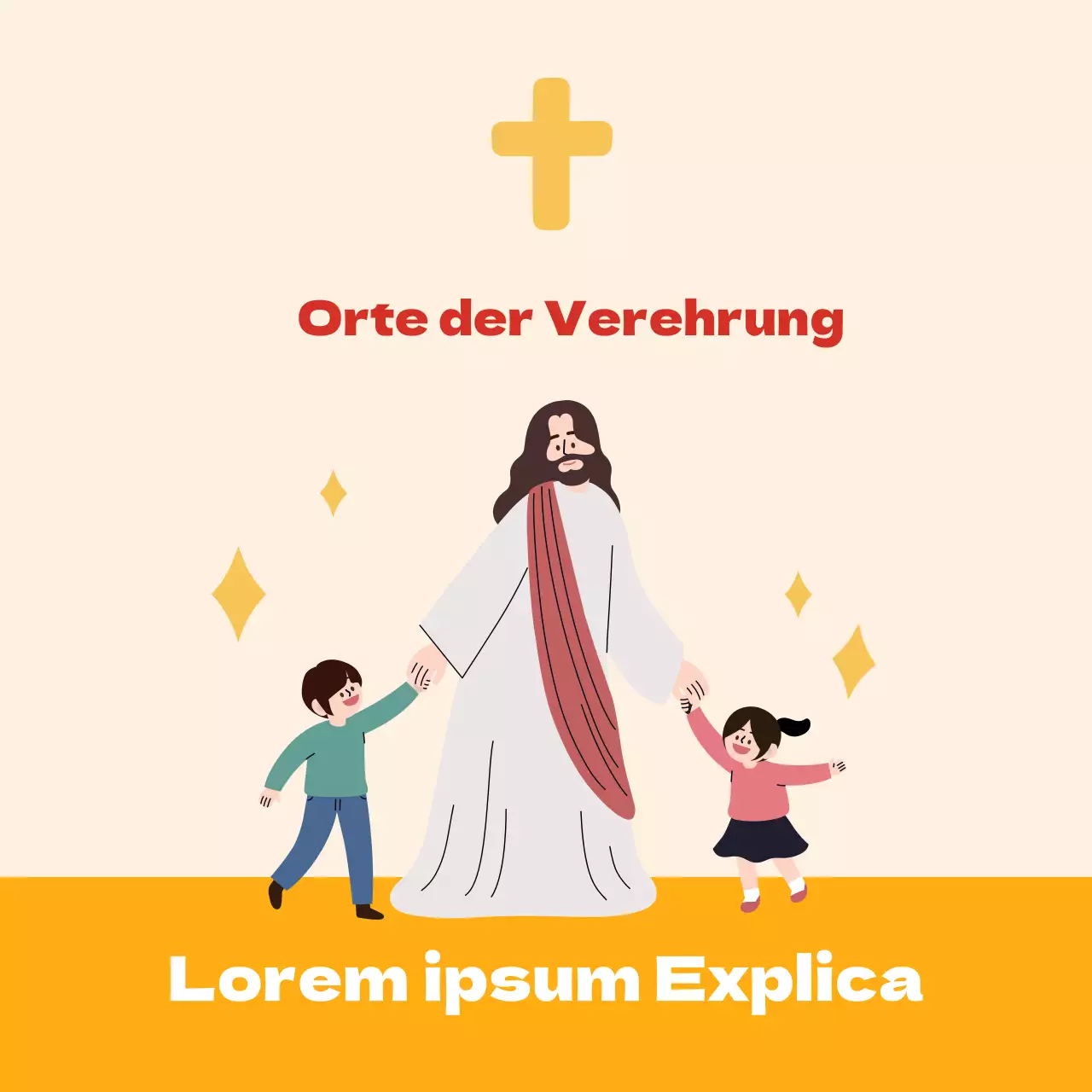Gelbe Illustration niedliche Kirche Korona Distanzierung