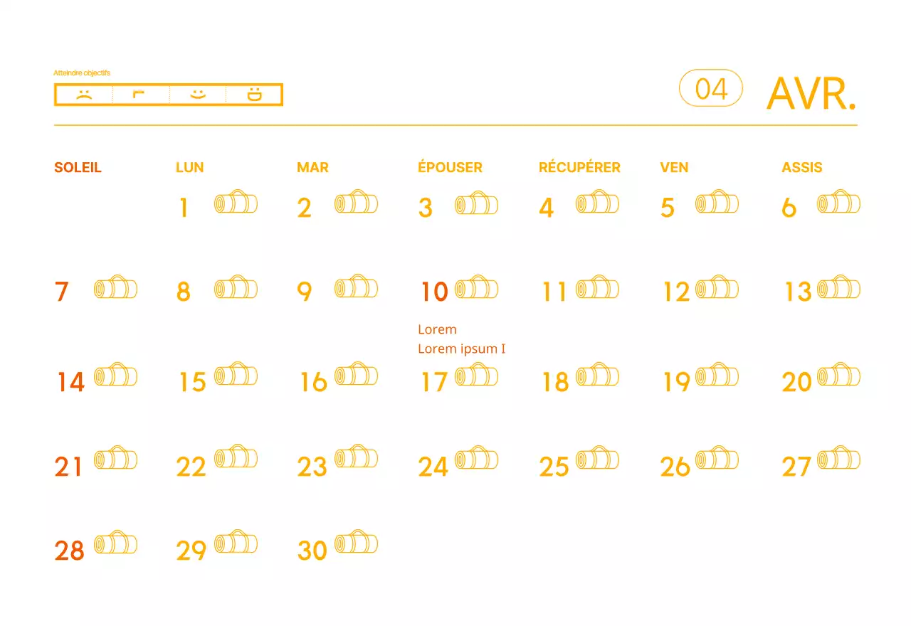 Calendriers orange à distribuer lors de la promotion de votre studio de yoga