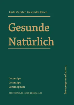 Förderung einer gesunden Mahlzeit mit klarem Text in Grün und Gold