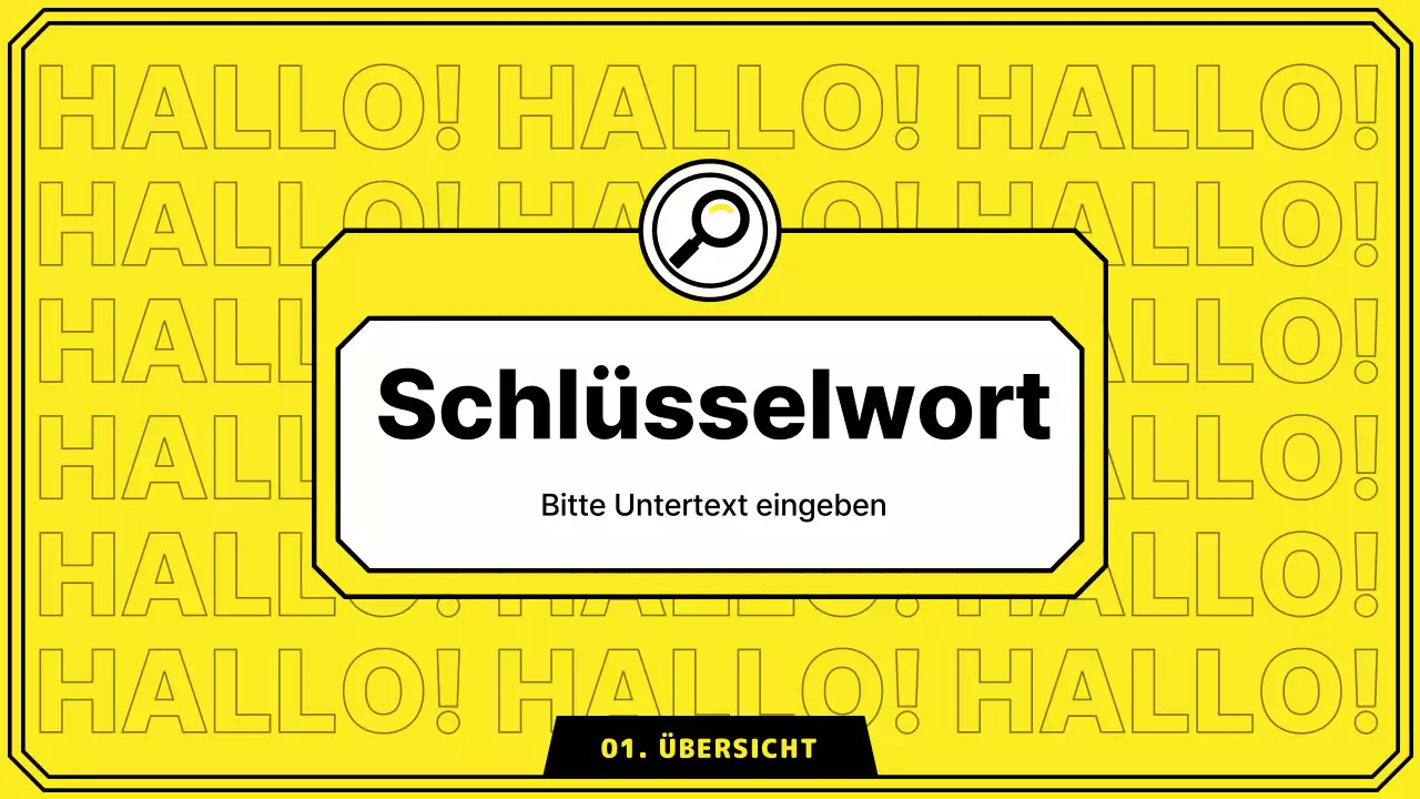 Hervorhebung von Schlüsselwörtern in einem einfachen Linienstil in Gelb und Mint