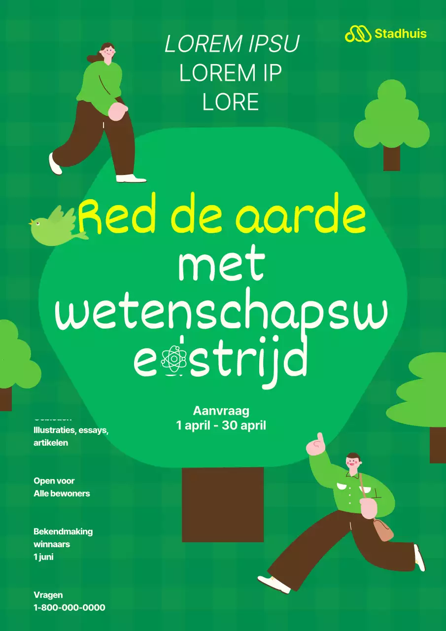 Groene Boom Illustratie Wetenschapsmaand Earth Day Wedstrijd De Planeet Redden