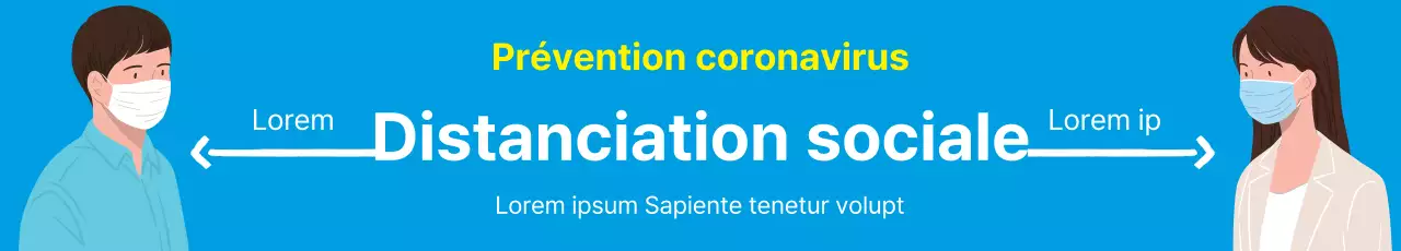 Guide illustré bleu et jaune de prévention de l'effet corona