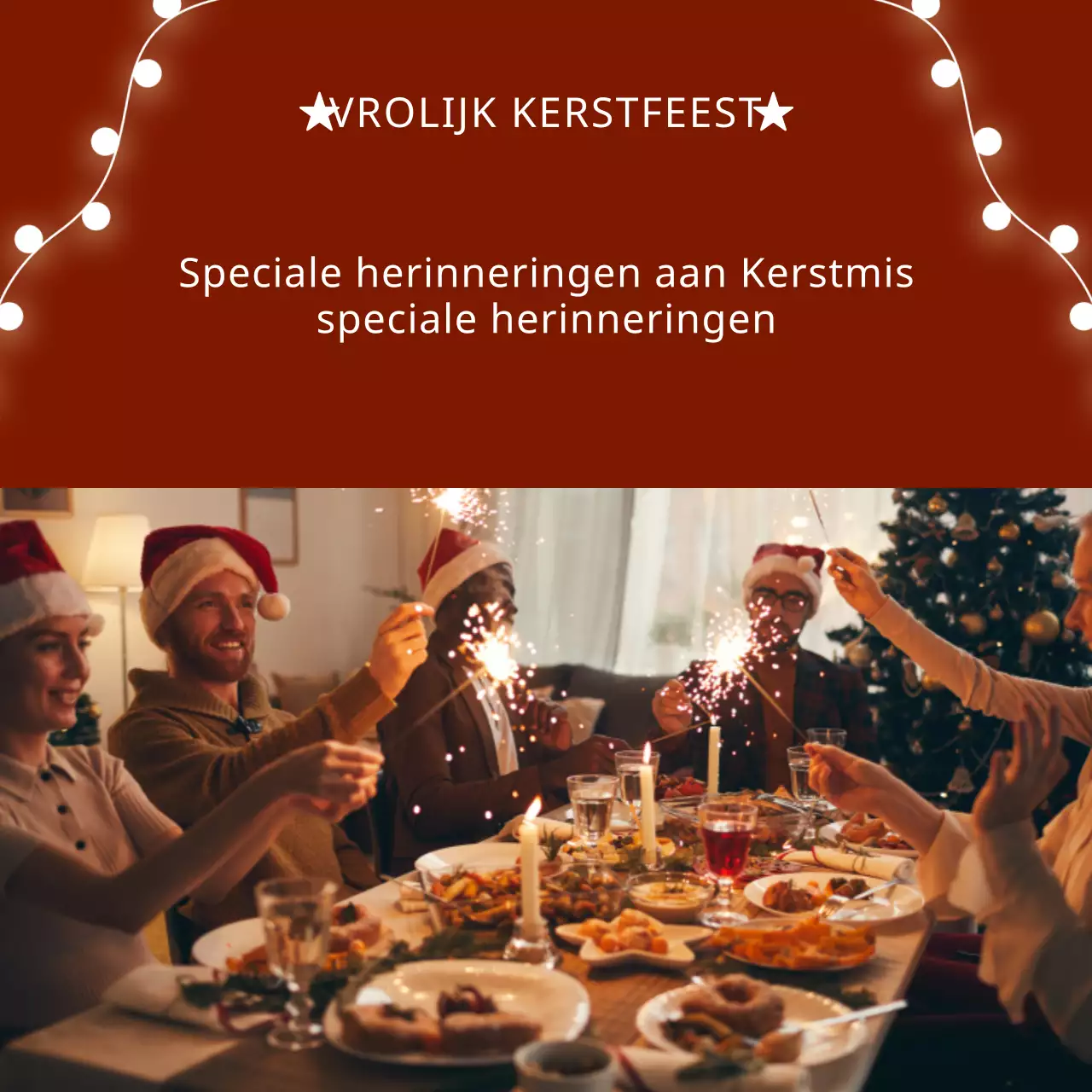 Eenvoudige kerstverlichting in rood en een feestelijk concept image post
