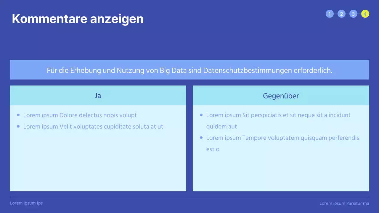 Saubere Präsentation der Leistungsbewertung mit blau hervorgehobenen Quadraten