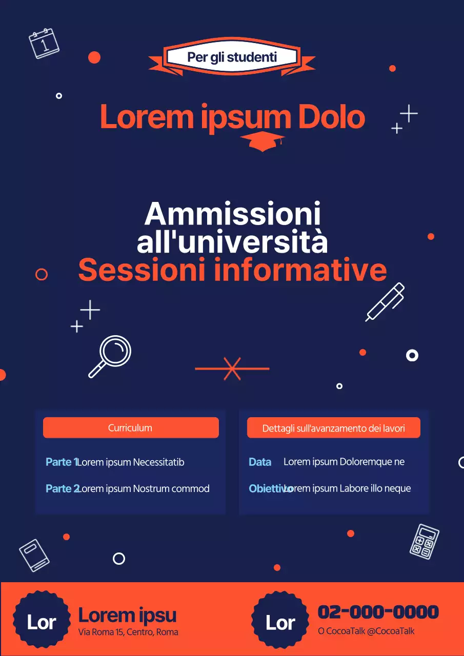 La combinazione arancione-blu navy si fa notare alle fiere di ammissione ai college.