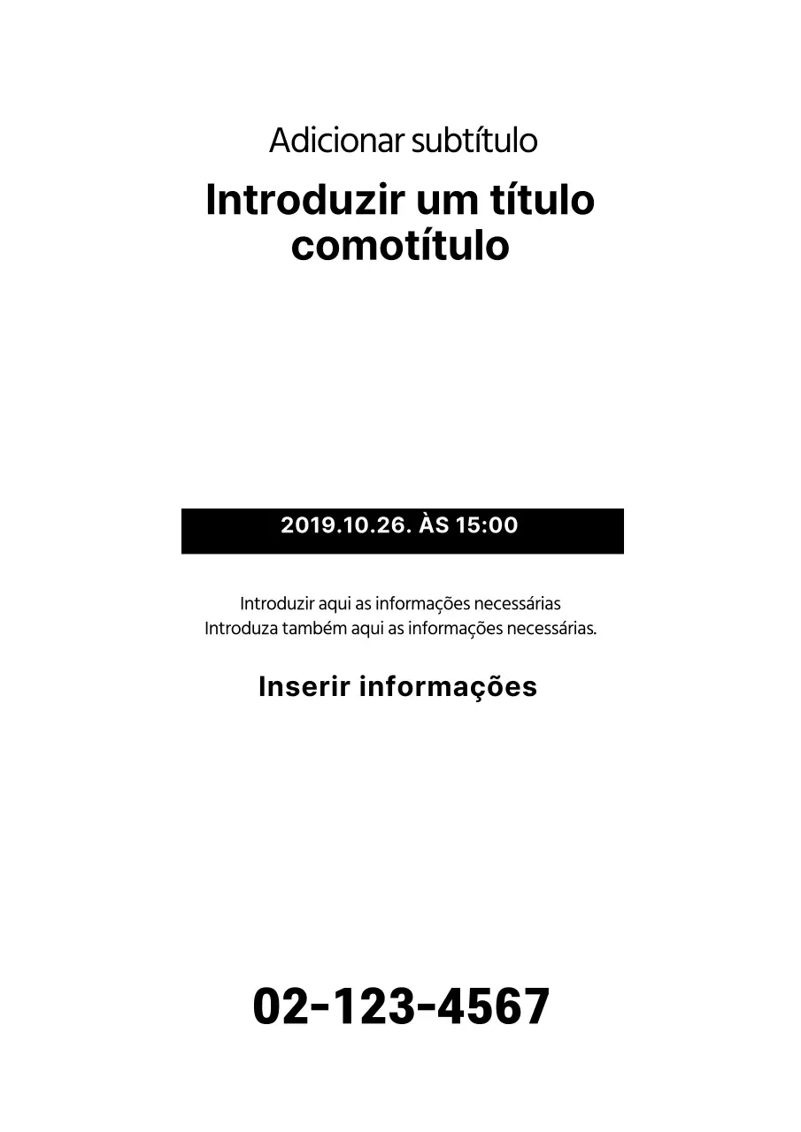 Desenho de folheto promocional simples em branco e preto