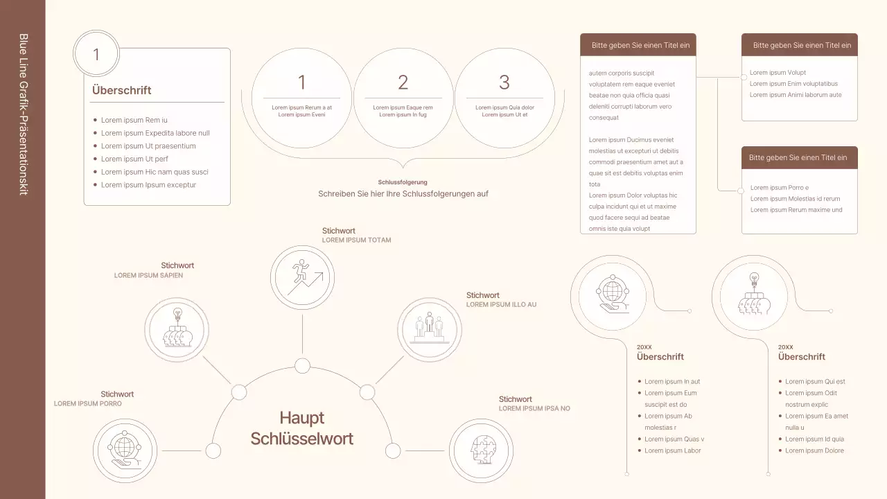 Ein Business-Konzept-Kit mit minimalistischen und einfachen Linien in Braun.