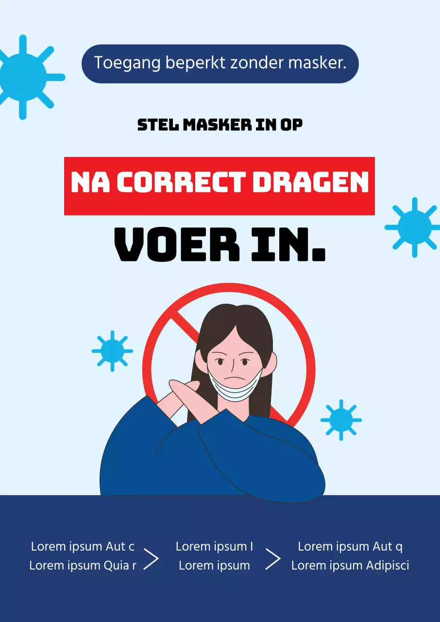 Blauw Rode Illustratie Corona Masker Het Dragen Preventie
