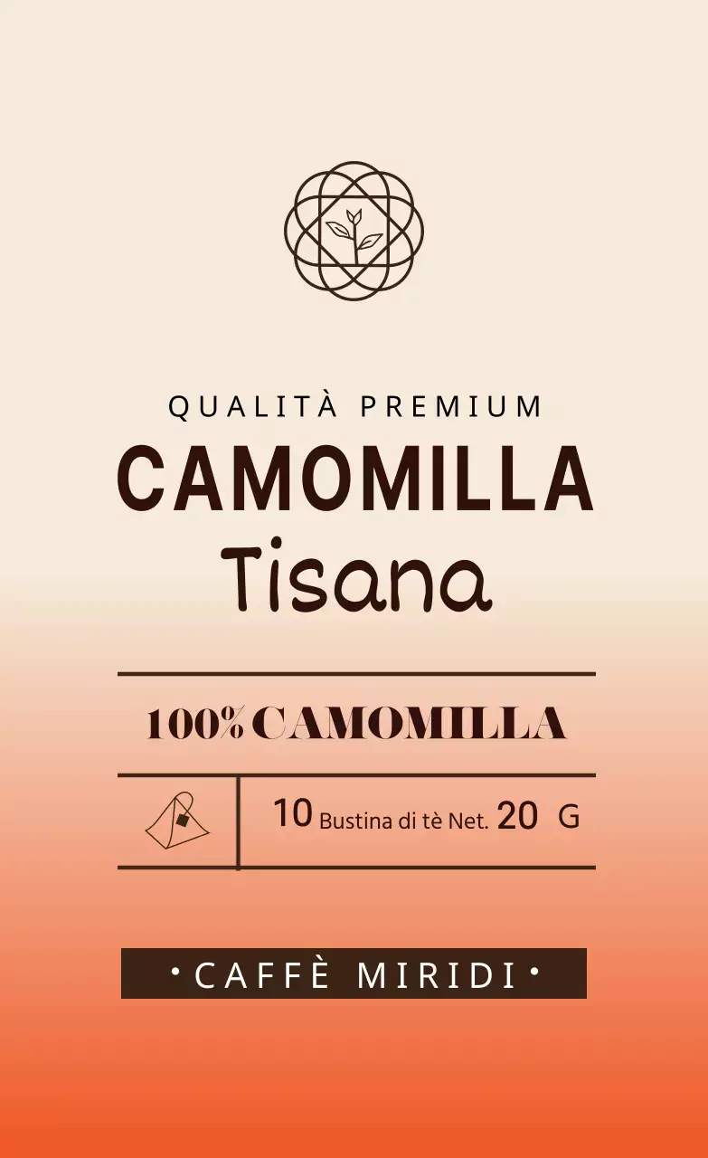 Etichetta di camomilla rossa avorio illustrata del caffè