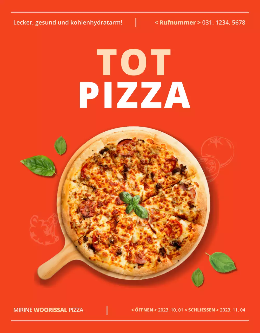 Förderung des Verkaufs einer einfachen Pizza mit rotem koreanischen Reis