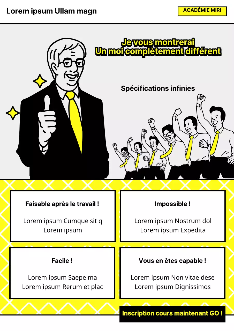 Flyer simple et amusant pour une école de langue anglaise en jaune et gris