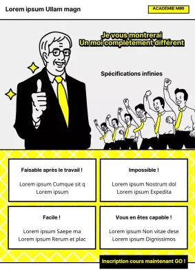 Flyer simple et amusant pour une école de langue anglaise en jaune et gris
