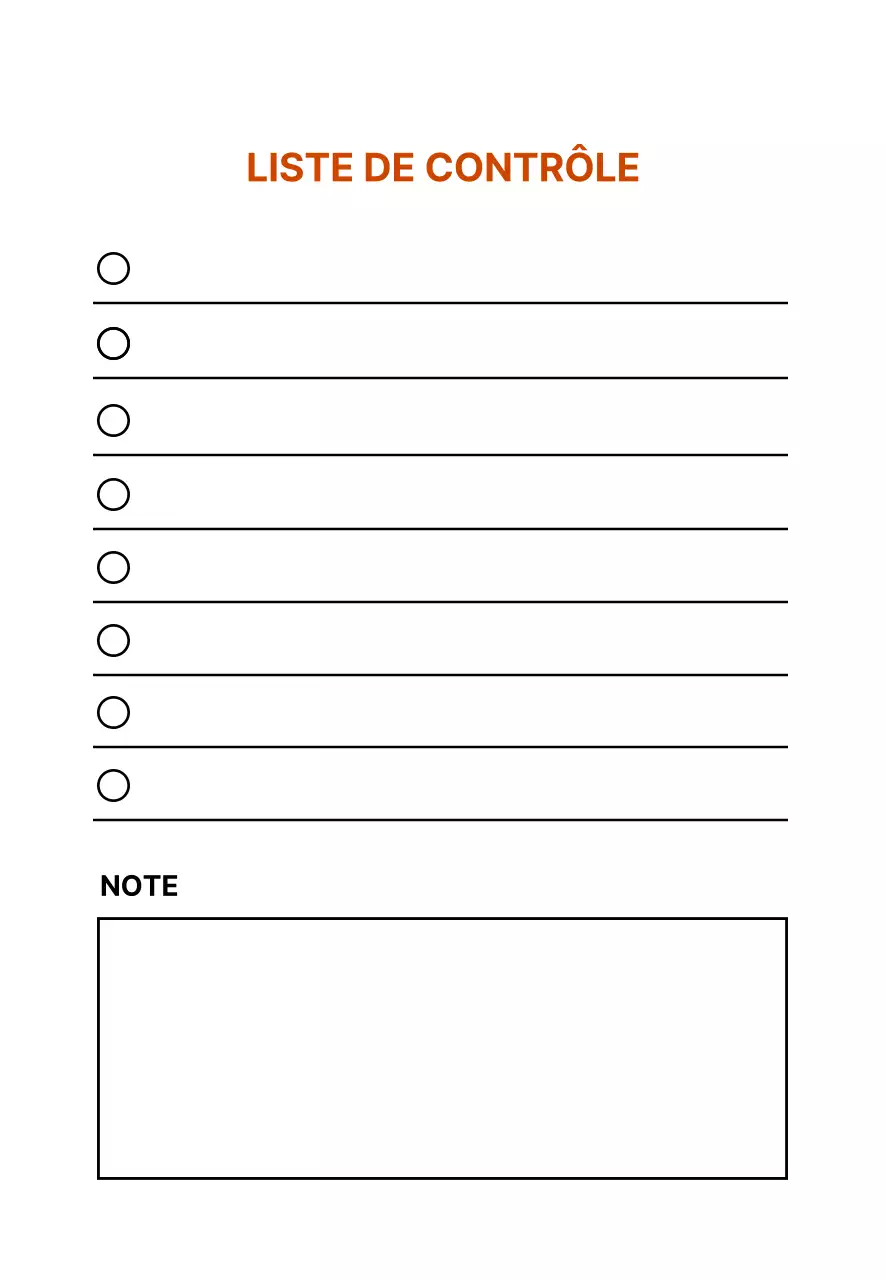 Liste de contrôle simple de la ligne blanche