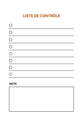 Liste de contrôle simple de la ligne blanche