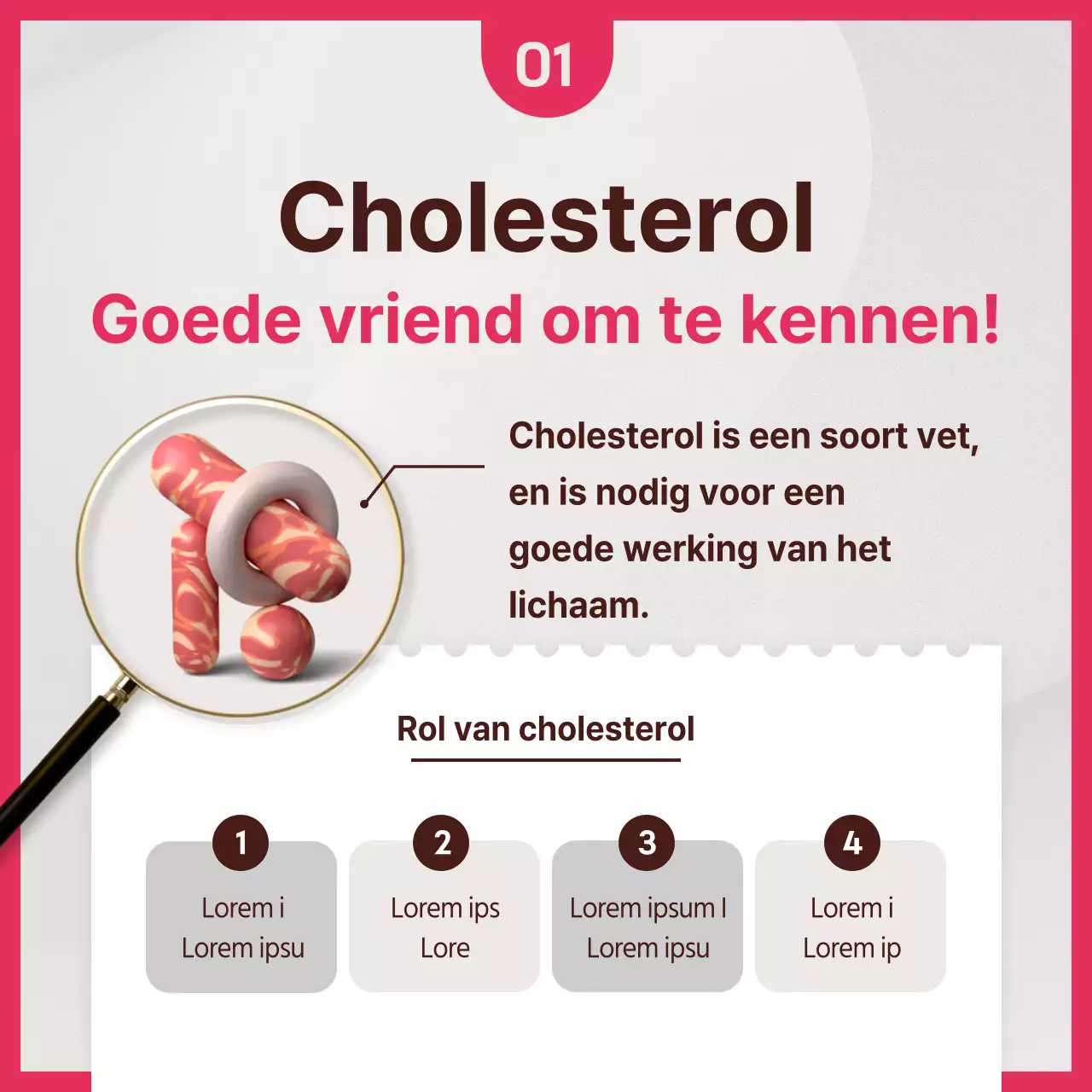 Donkerroze en mintkleurig cholesterol