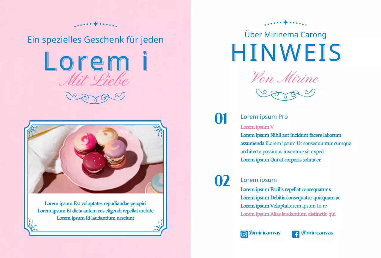 Titel in rosa und blau hervorheben Macaron cafe Anleitung