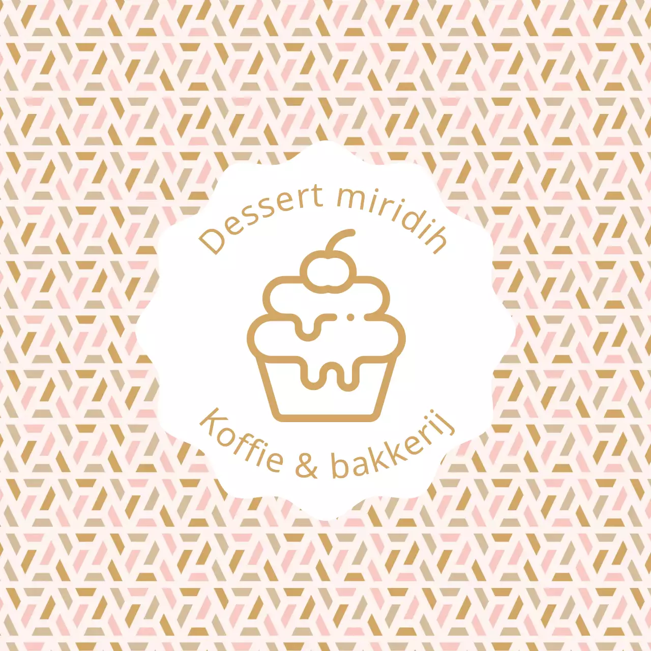 Een roze en beige geïllustreerd dessertcafé promoten