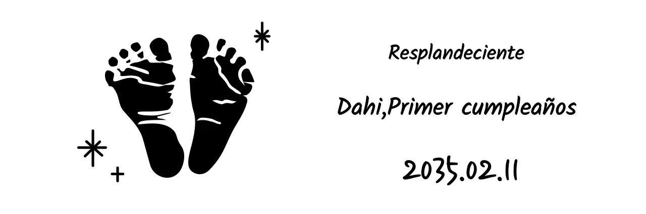 Recuerdo del primer cumpleaños con la huella negra del bebé