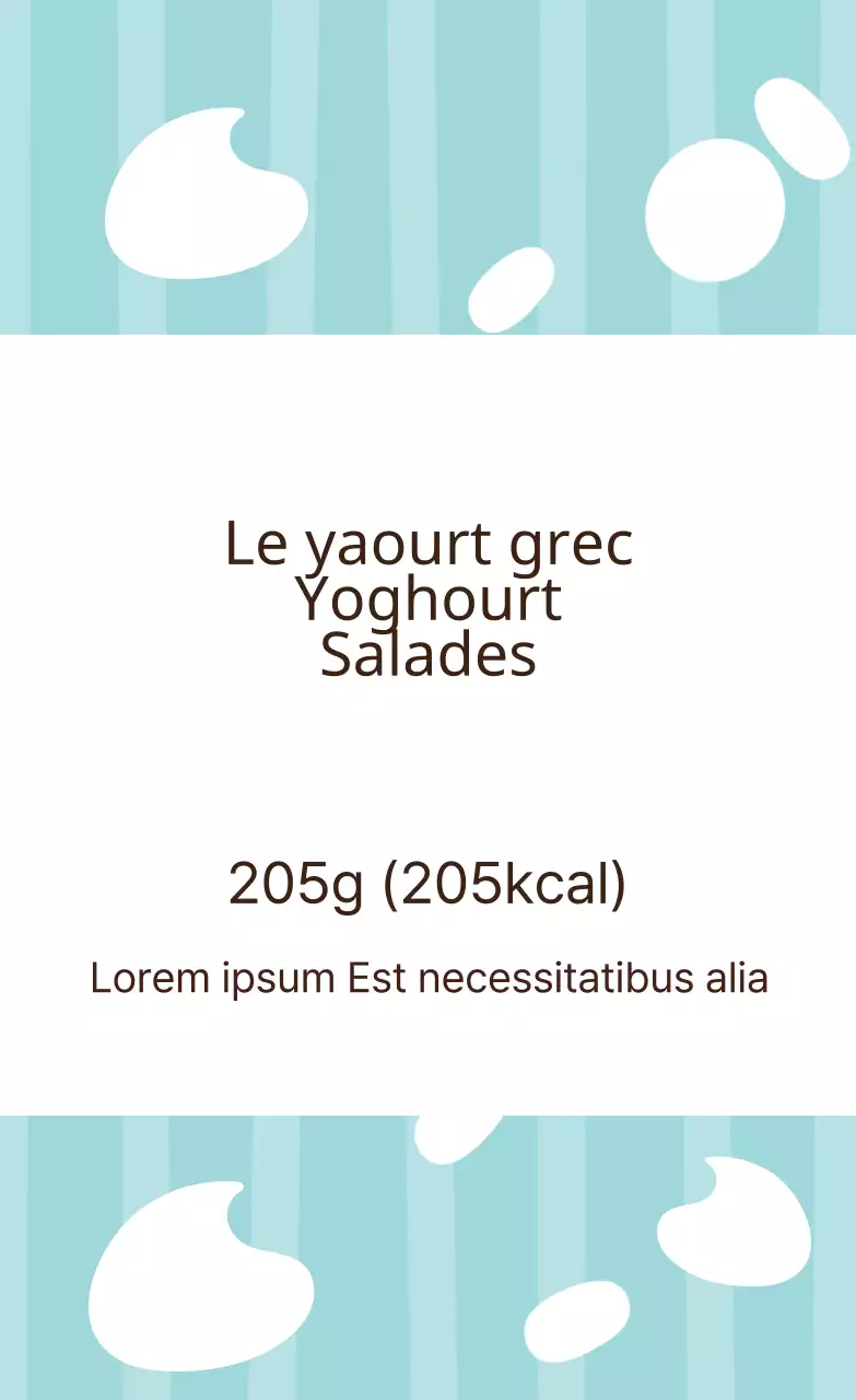 Étiquette de salade de yaourt grec illustrée blanc ciel
