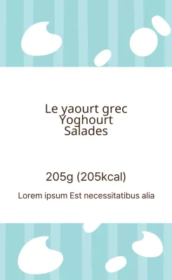 Étiquette de salade de yaourt grec illustrée blanc ciel