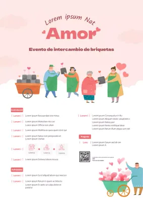Cartel del acontecimiento con ilustraciones en tonos rosas