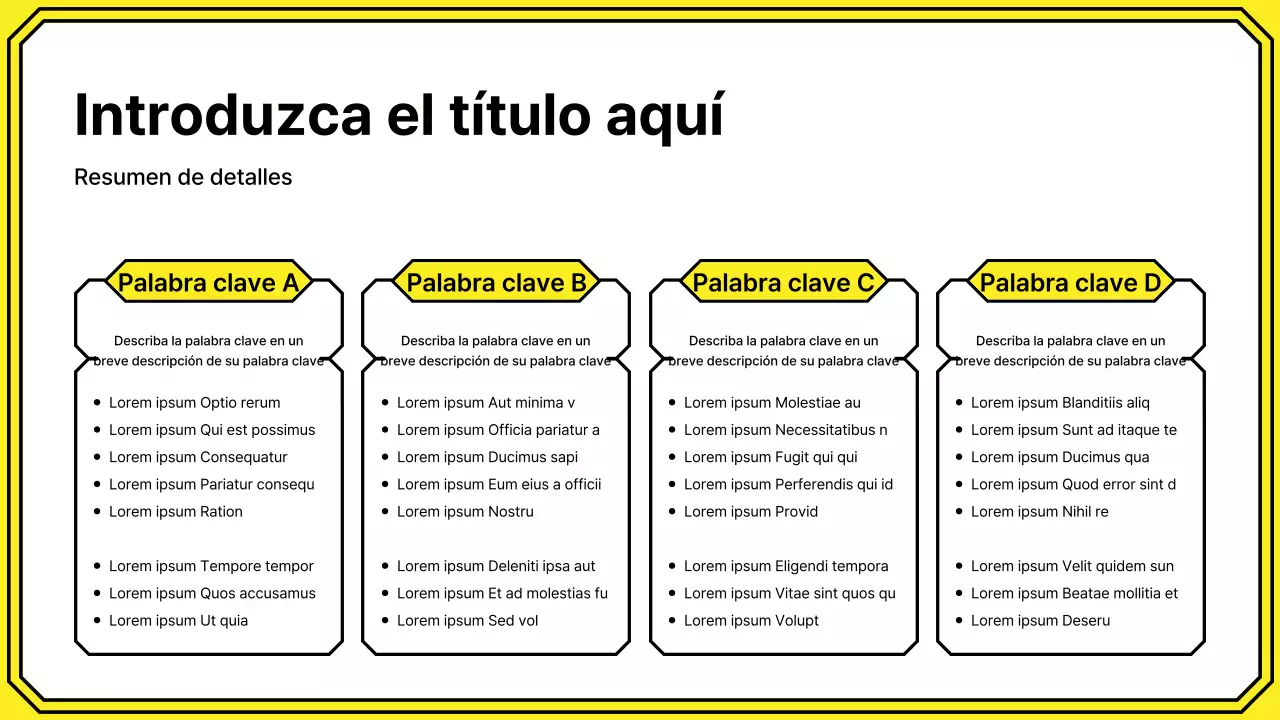 Resalte las palabras clave con un estilo de línea simple en amarillo y menta