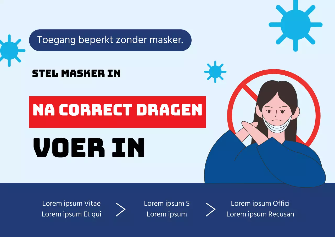 Blauw Rode Illustratie Corona Masker Het Dragen Preventie