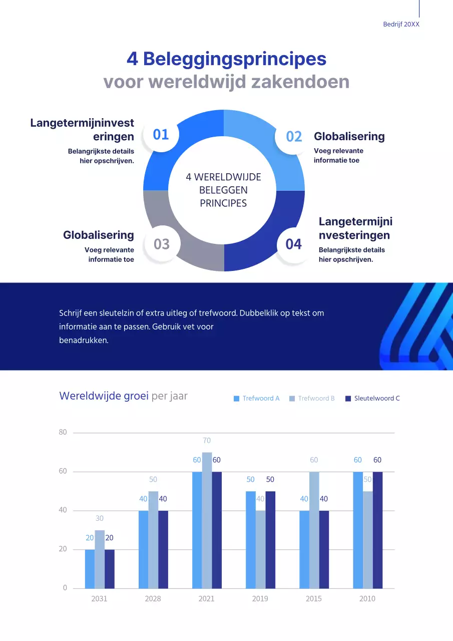 Blue Business Wereldwijd Over Ons Thema (Verticaal Bedrijfsdocument)