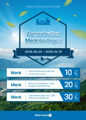 Een blauw, koel, zomers wandelevenement pop-up