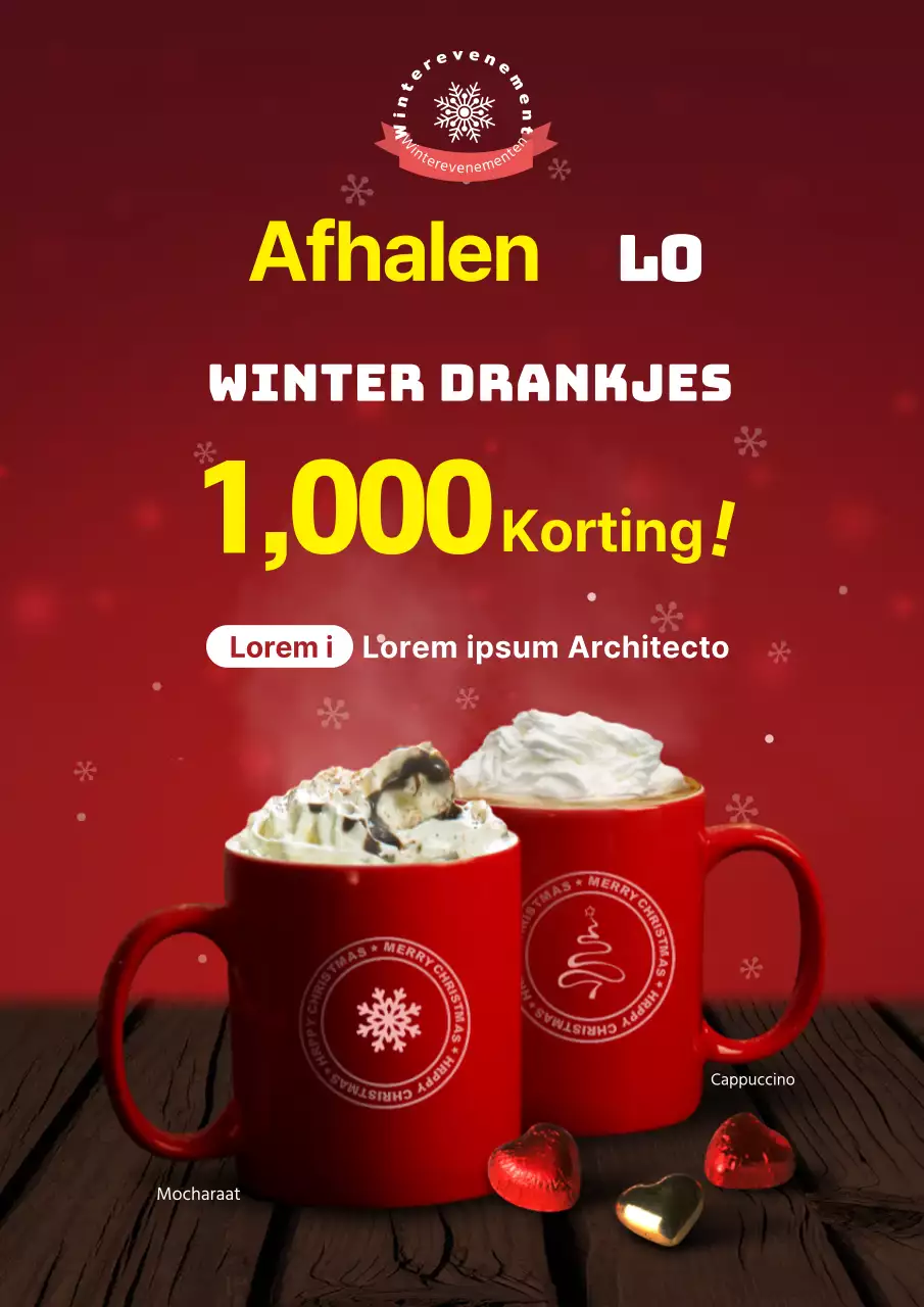 Promoot het menu van je kerstkoffiecafé met een rode foto