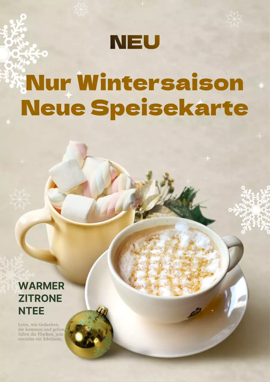 Winter Marshmallow Latte Getränkekarte Webposter