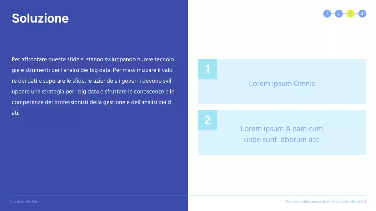 Presentazione della valutazione delle prestazioni pulita con riquadri evidenziati in blu