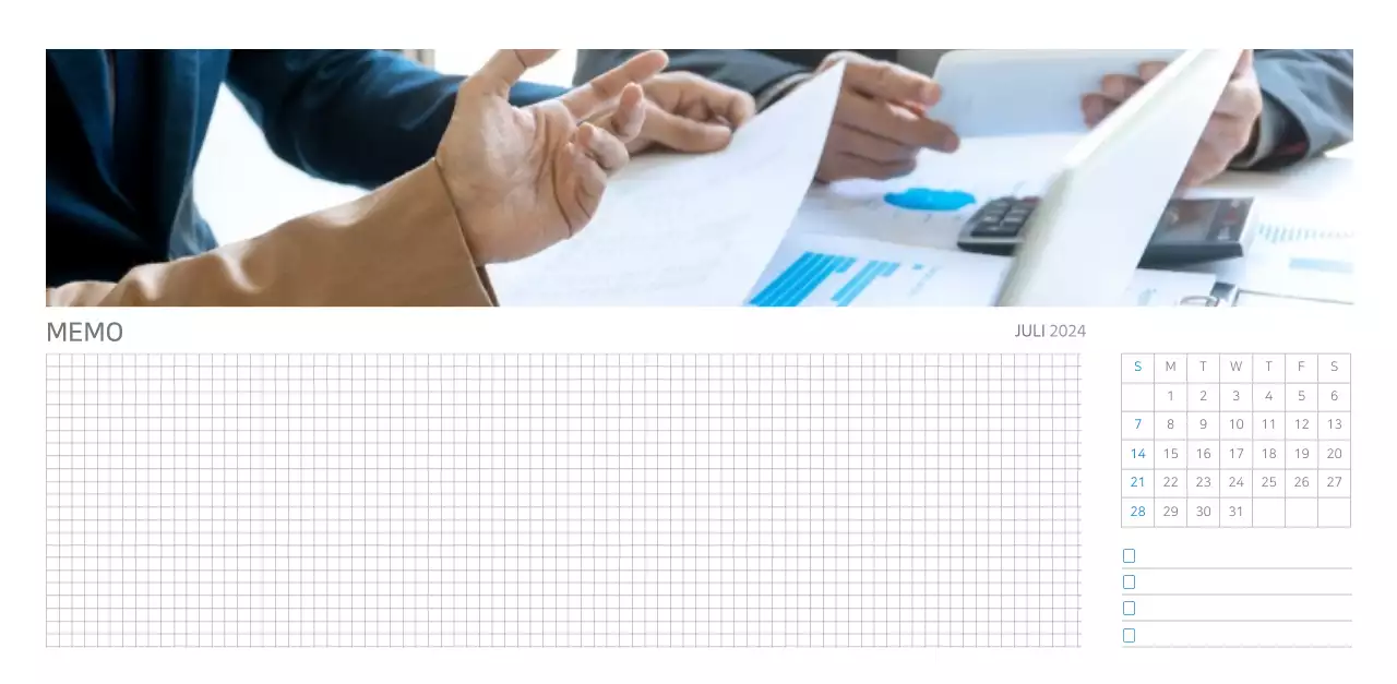 Witte en eenvoudige bureaukalender