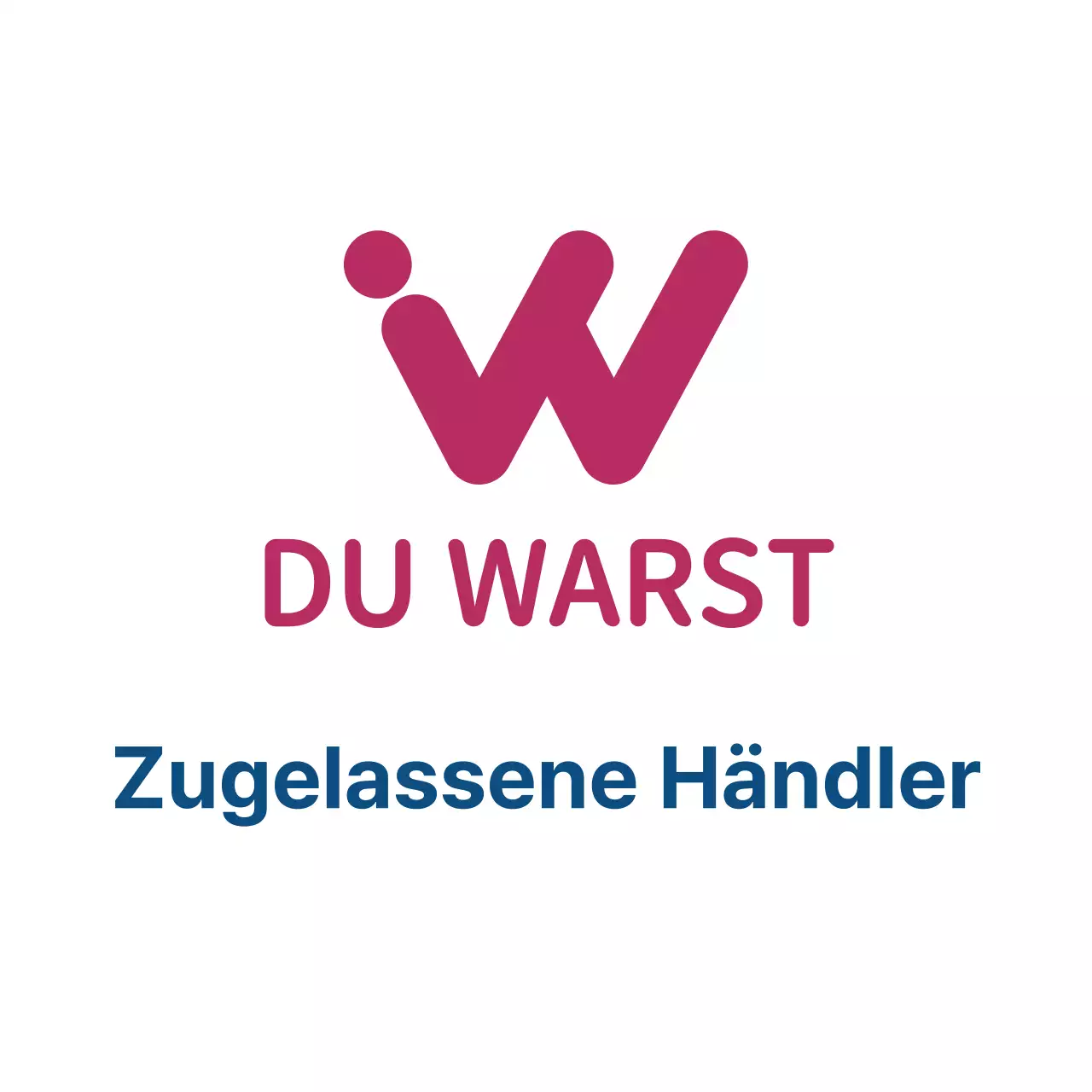 Werben Sie für die Zertifizierung als Vertragshändler mit Markenlogo und Text in Lila und Marineblau.